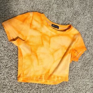 Orange tie dye crop top t-shirt